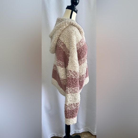 Women’s Hippie Rose dusty pink and beige hooded knit sweater size Large - Picture 5 of 7